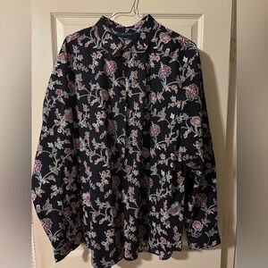 Perry Ellis Men’s Navy Floral Button Down Shirt  3XLT NWOT